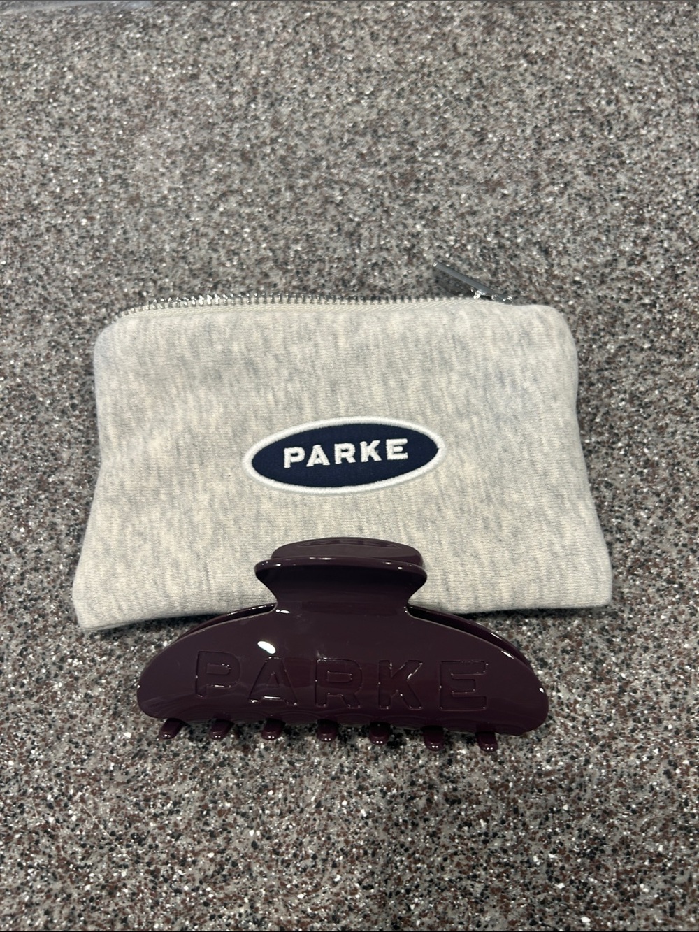 PARKE Women's Hair Claw Clip in Eggplant with PARKE Pouch